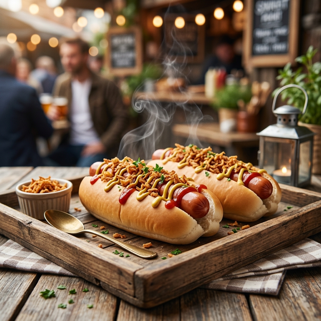 Hot Dog al vapor con cebolla crujiente — Q'Rico Eventos